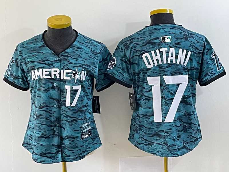 Women%27s Los Angeles Angels #17 Shohei Ohtani Number Teal 2023 All Star Cool Base Stitched Jersey